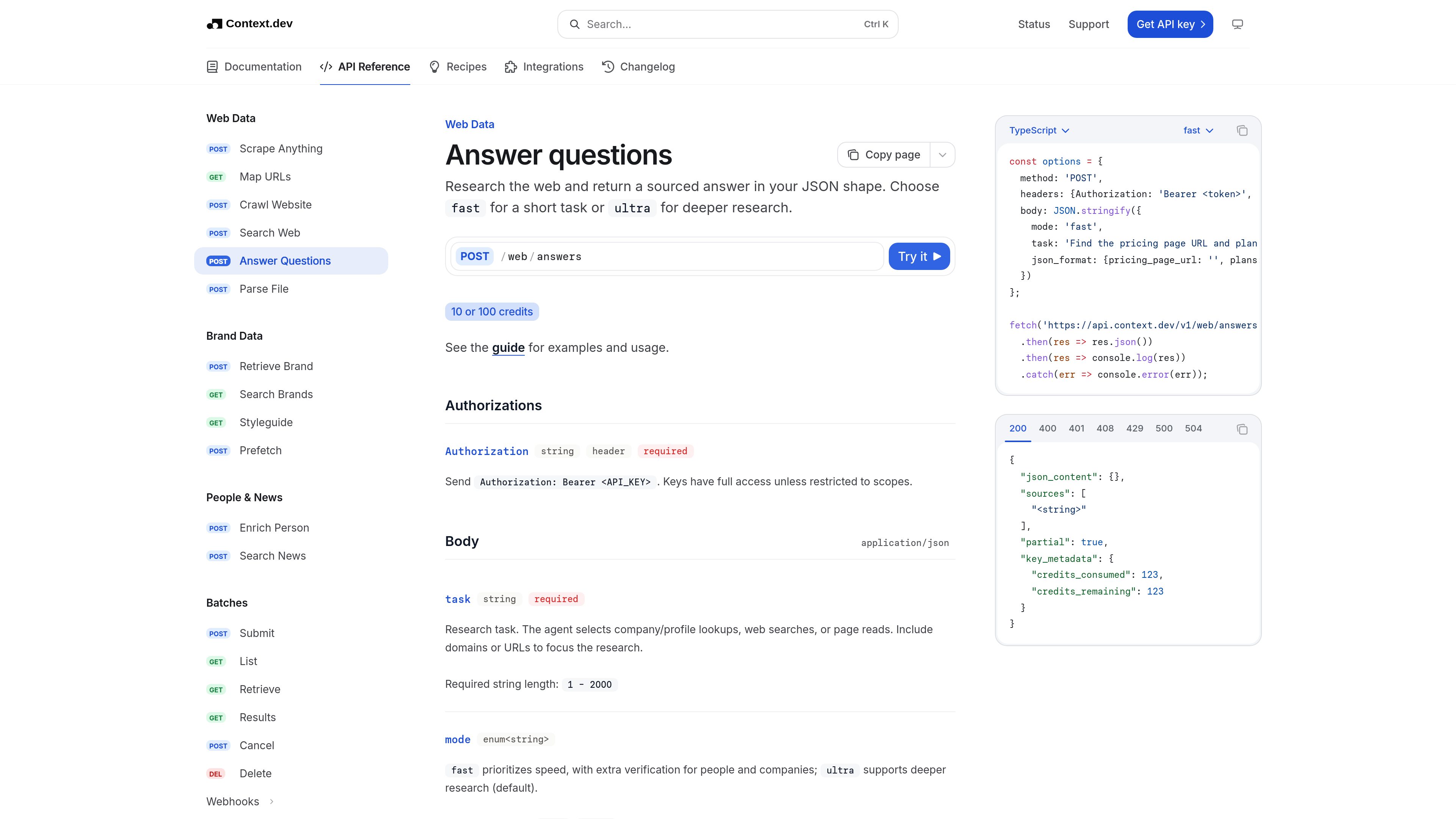 Context.dev Answers preview
