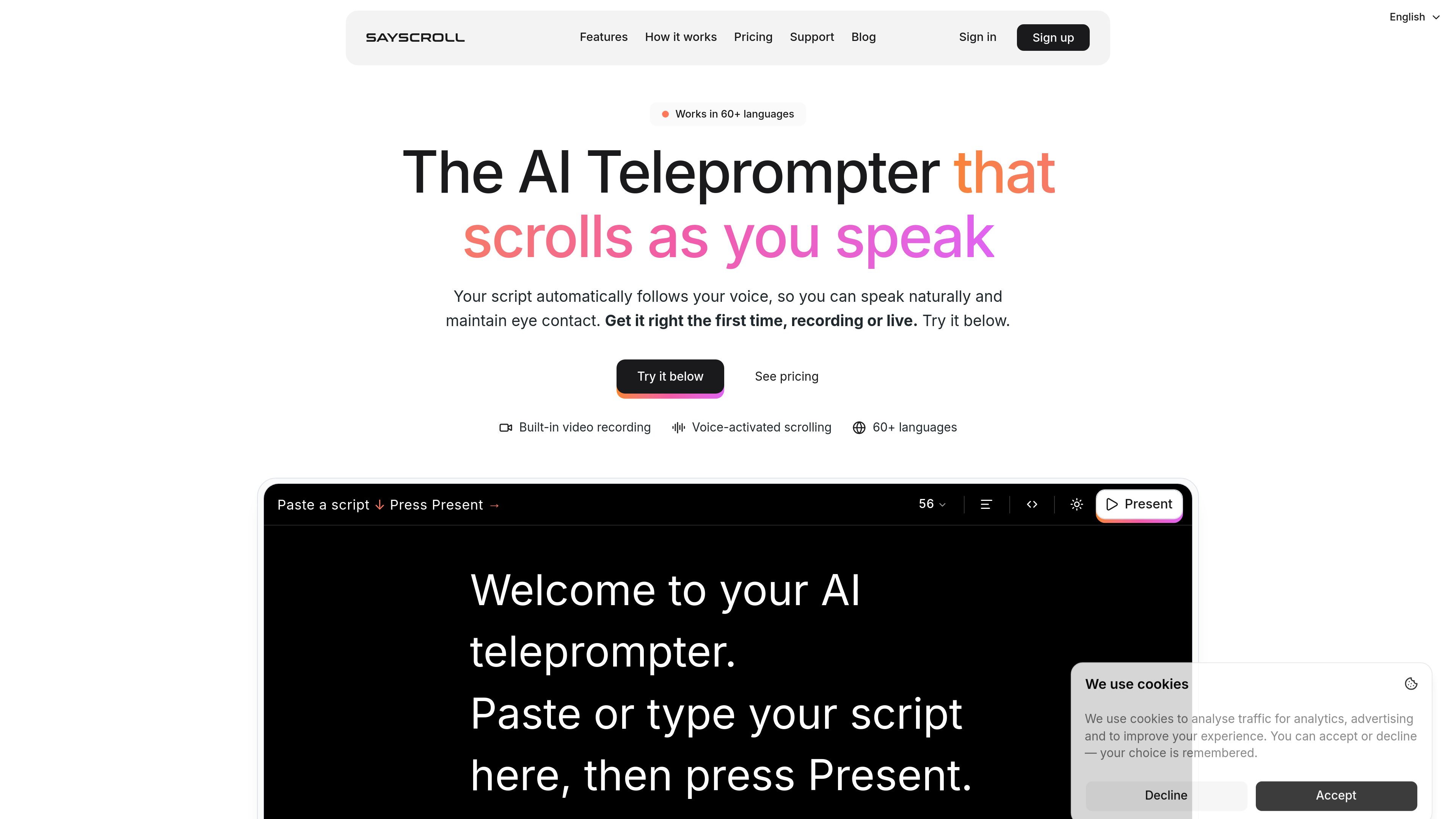 Sayscroll preview