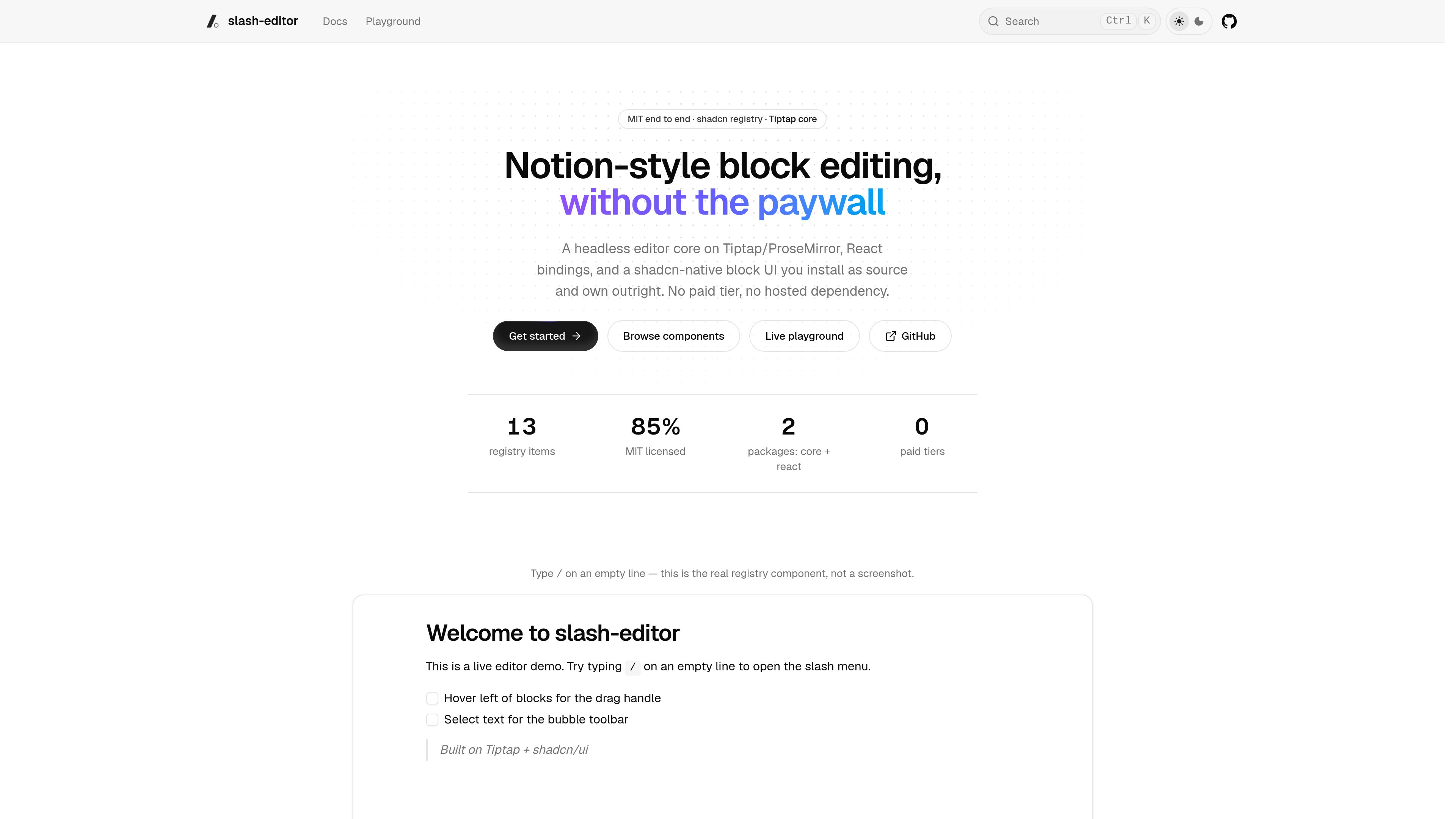 slash-editor preview
