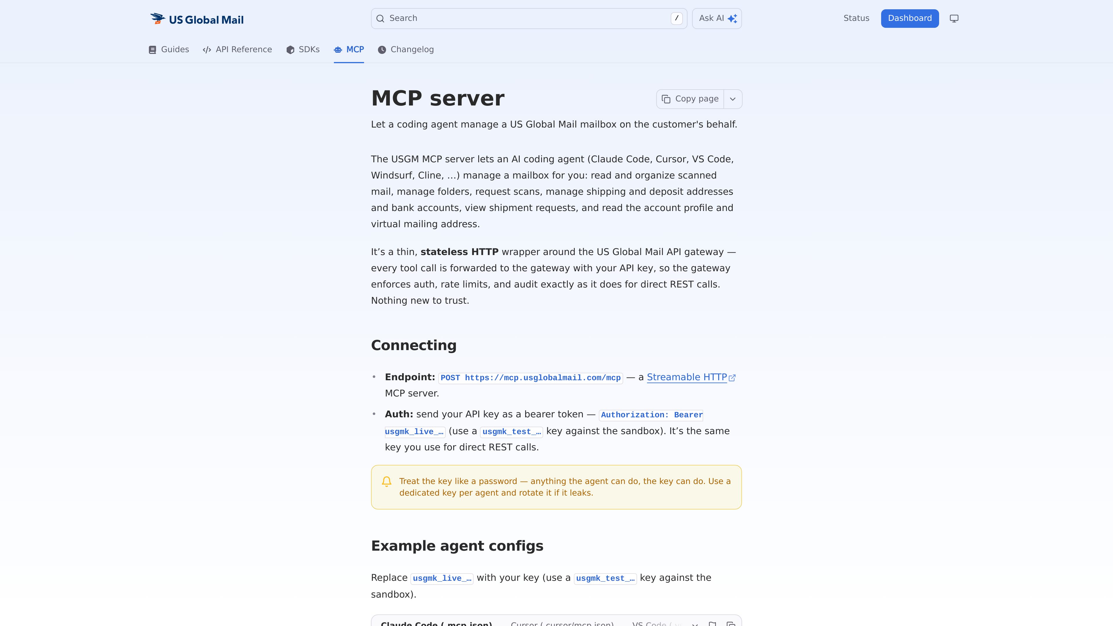 US Global Mail MCP Server preview