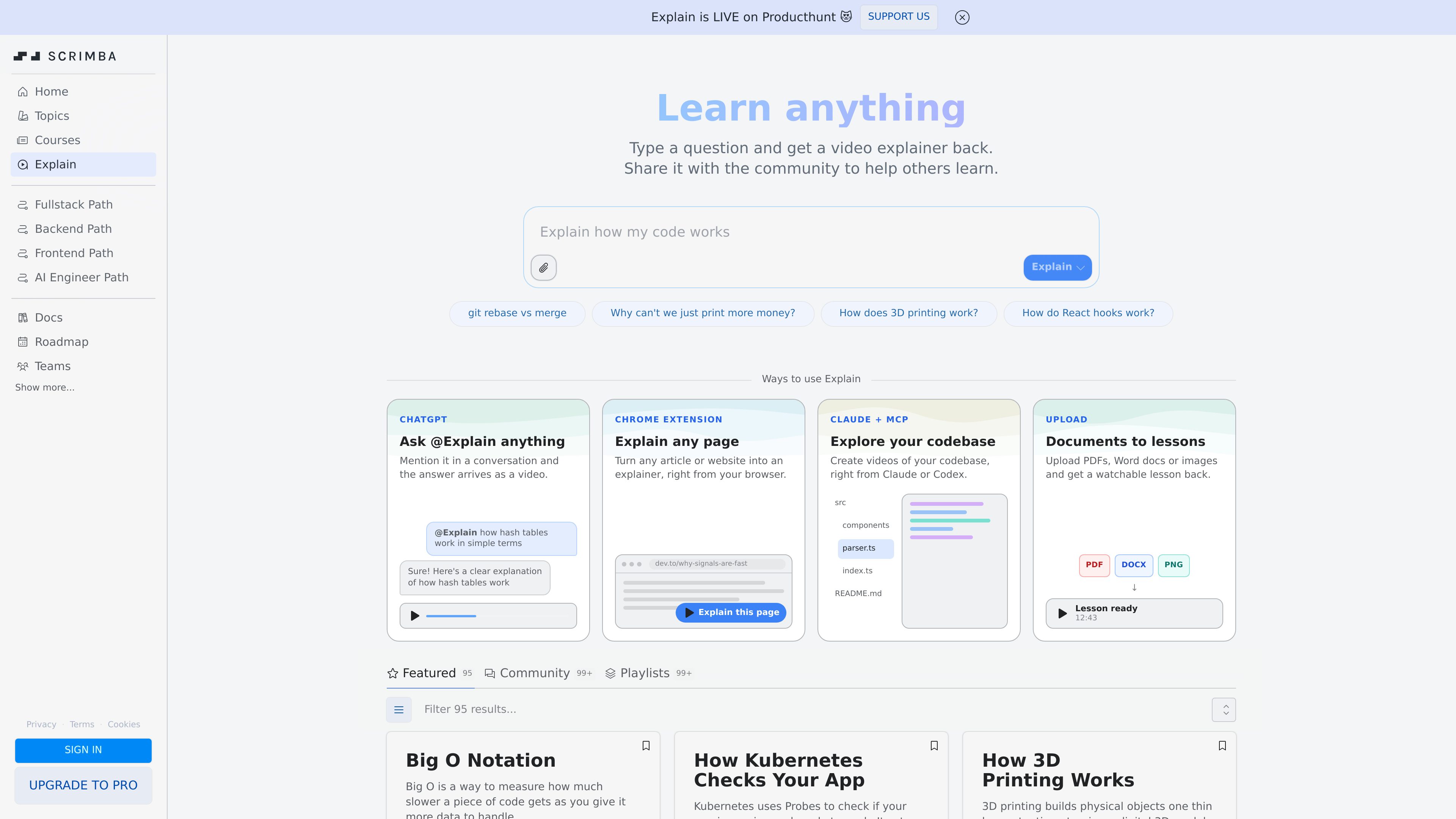 Scrimba Explain preview