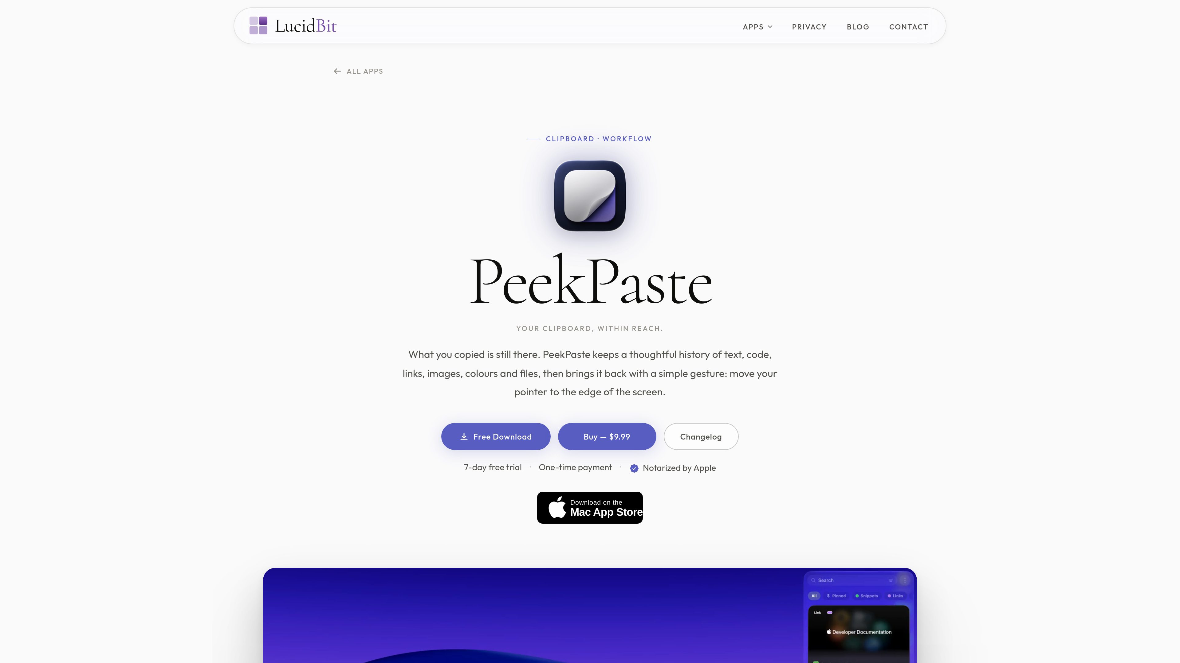 PeekPaste preview