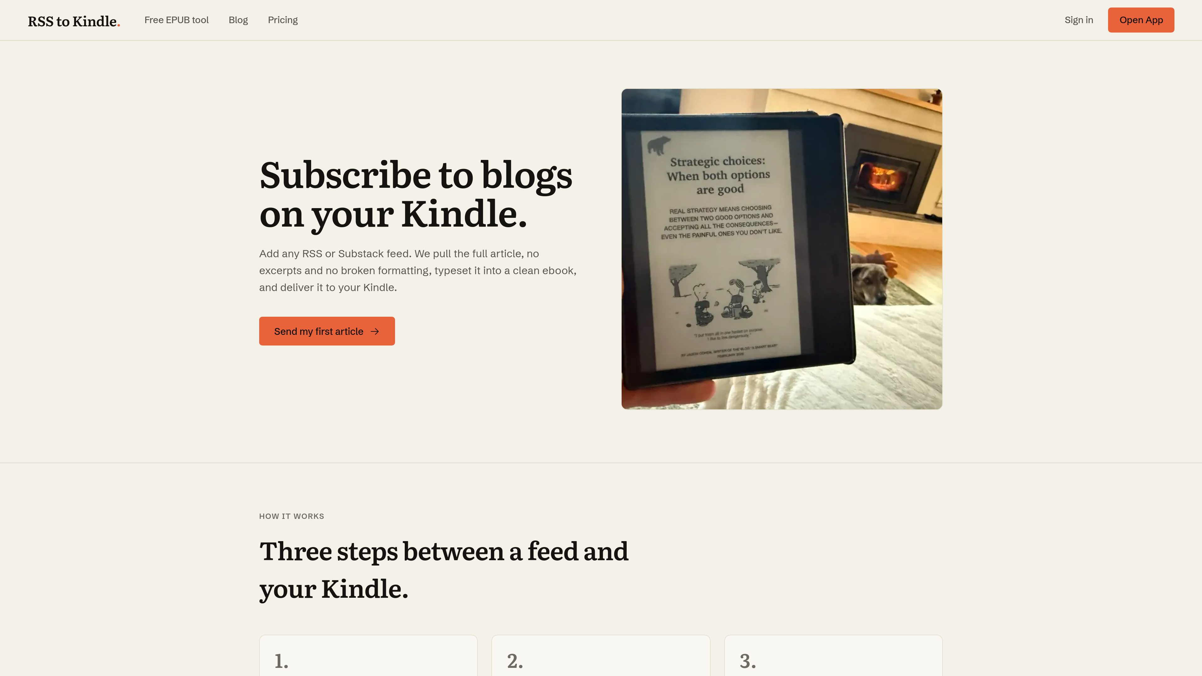 RSS to Kindle preview