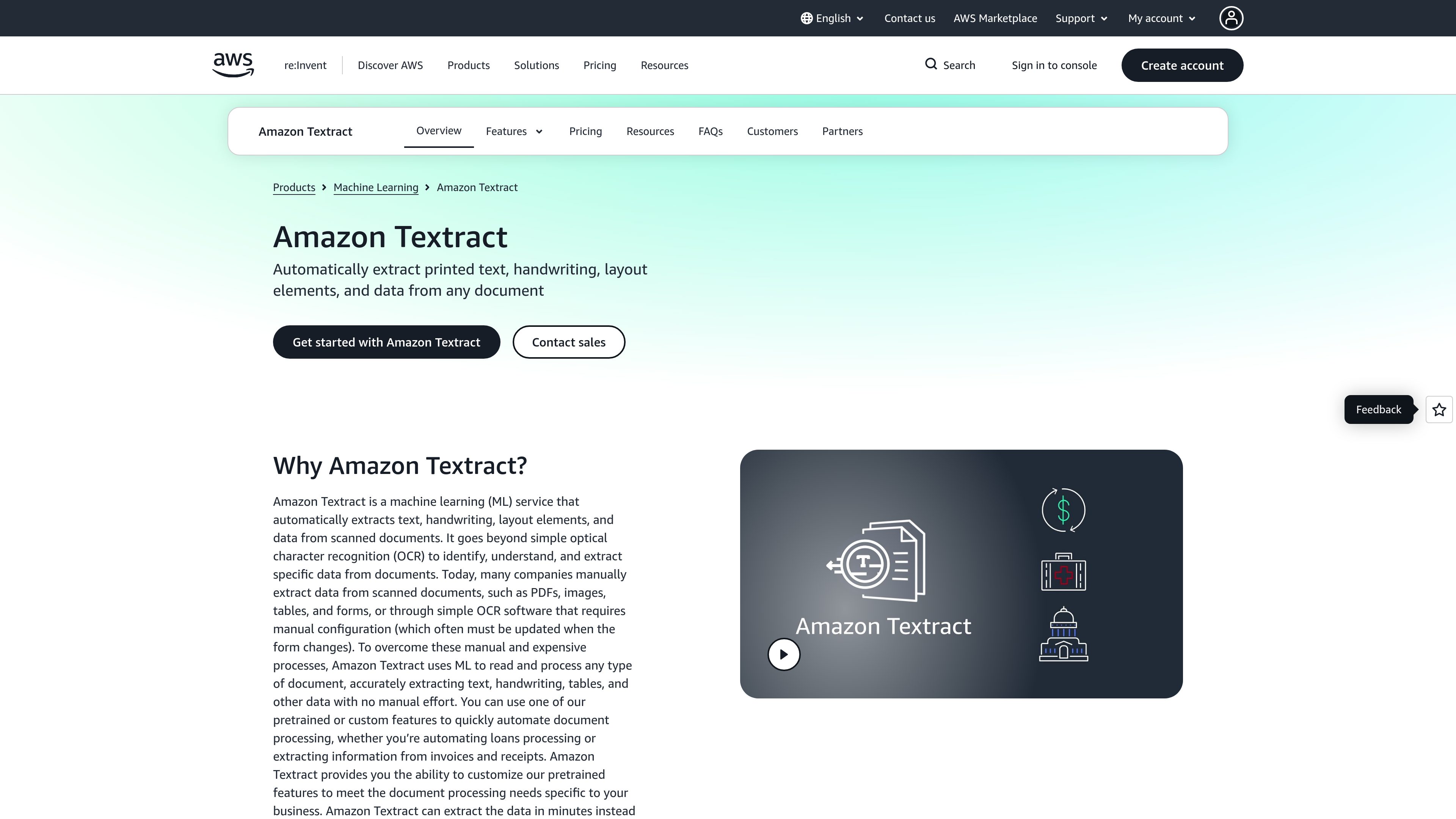Amazon Textract preview
