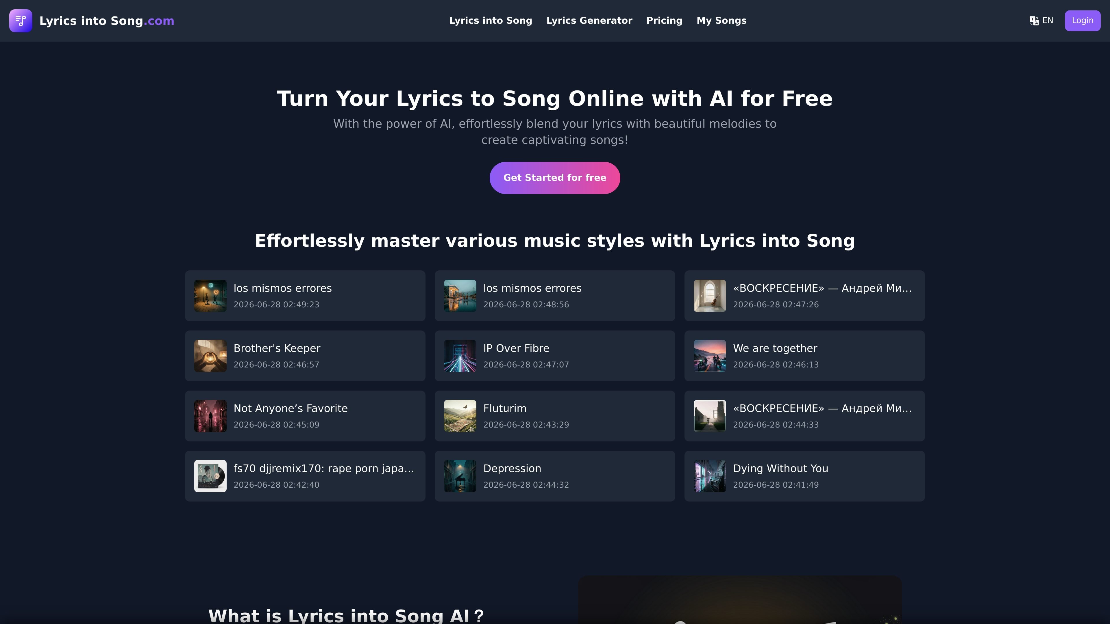 Lyrics into Song