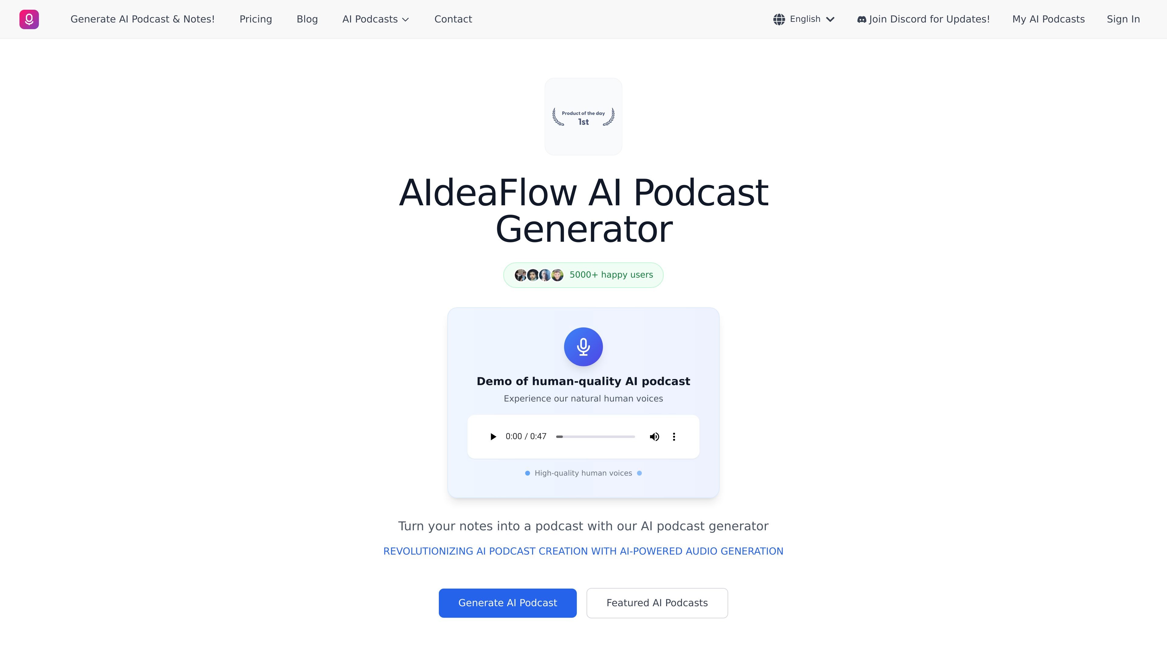 AIdeaFlow AI Podcast Generator