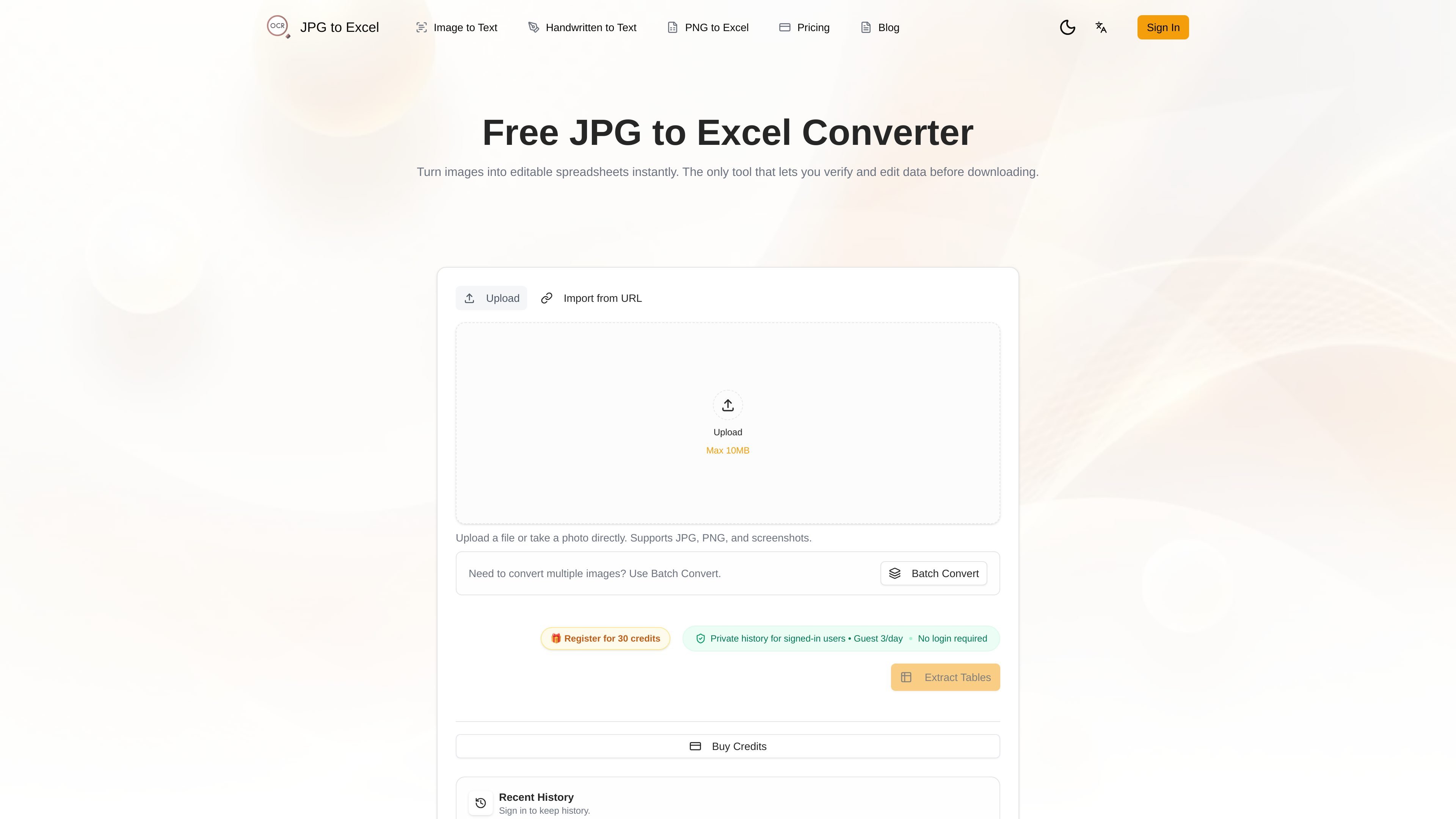 JPG to Excel