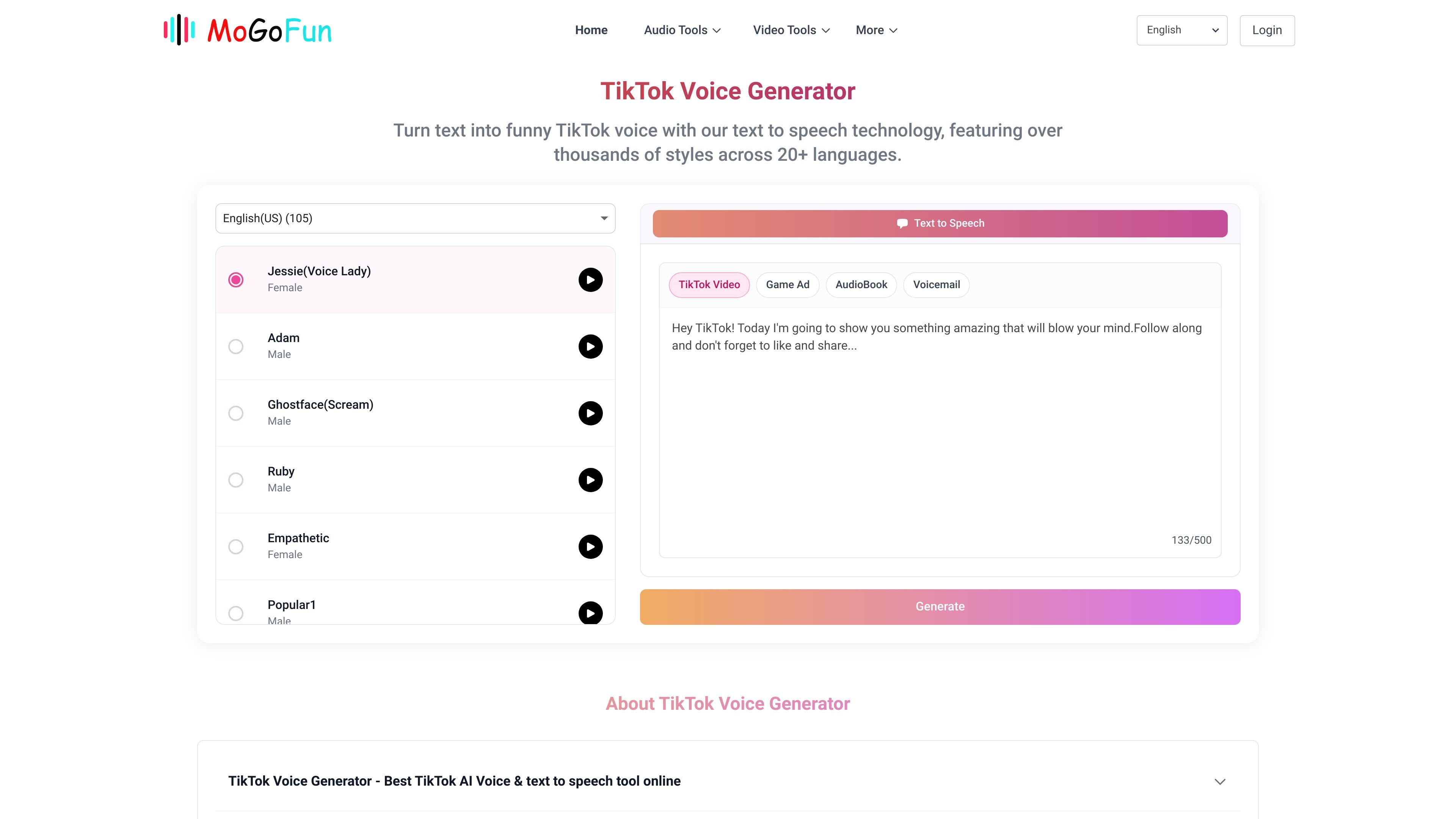 TikTok Voice Generator