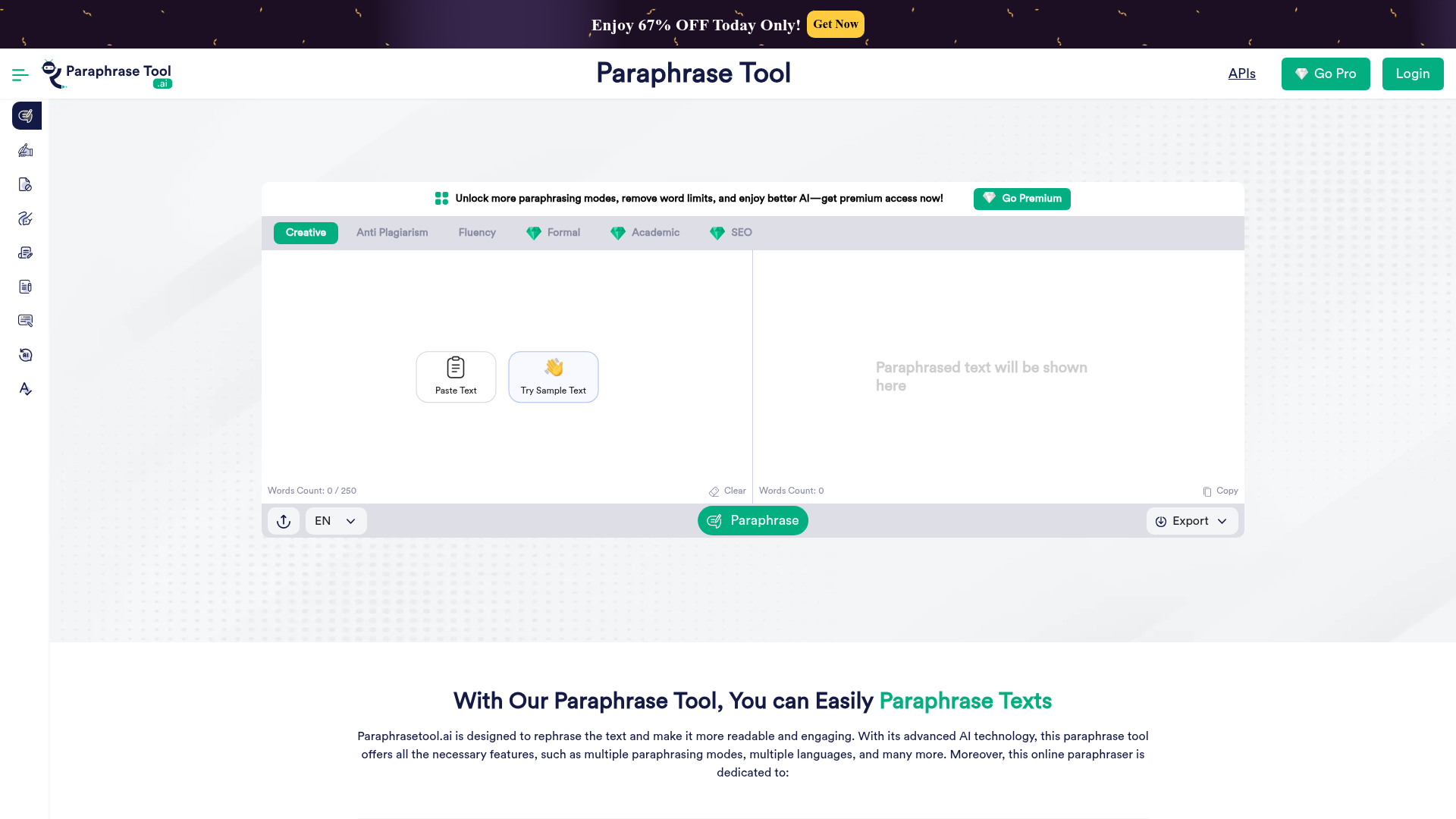 Paraphrase Tool preview
