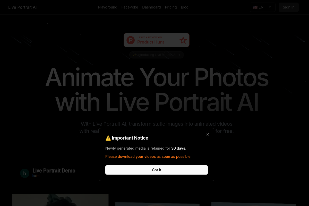 Live Portrait AI preview